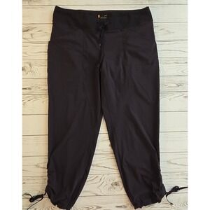 Lucy Black Cropped Activewear Pants Drawstring Waist Adjustable Cuffs Womens‎ L